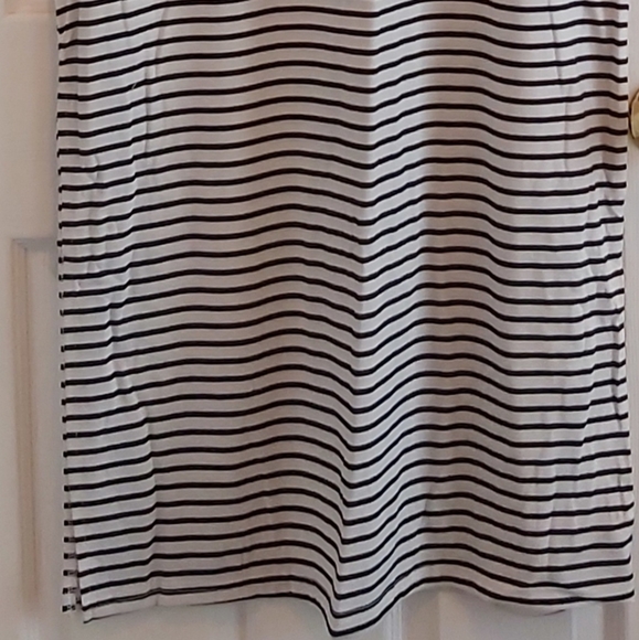 084. Blue Striped Print Lace-up Straps Sleeveless Maxi Dress with Slit  Size L - Picture 10 of 10